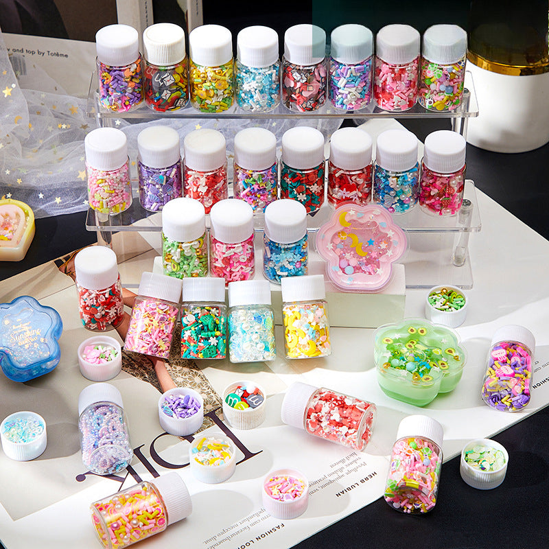 Wholesale DIY Crystal Dropping Gel Fruit Soft Pottery Candy Accessories  In Globe Balls Snow Stars Pearl Flowing Sand Filler